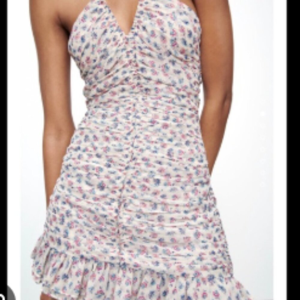 Zara Metallic Thread Draped Mini Dress Size Medium
